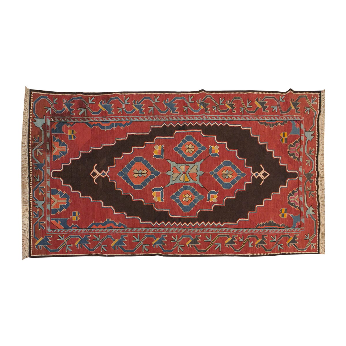 Caucasian Azerbaijan Kilim, 160 x 310 cm / 5'3 x 10'2 feet
