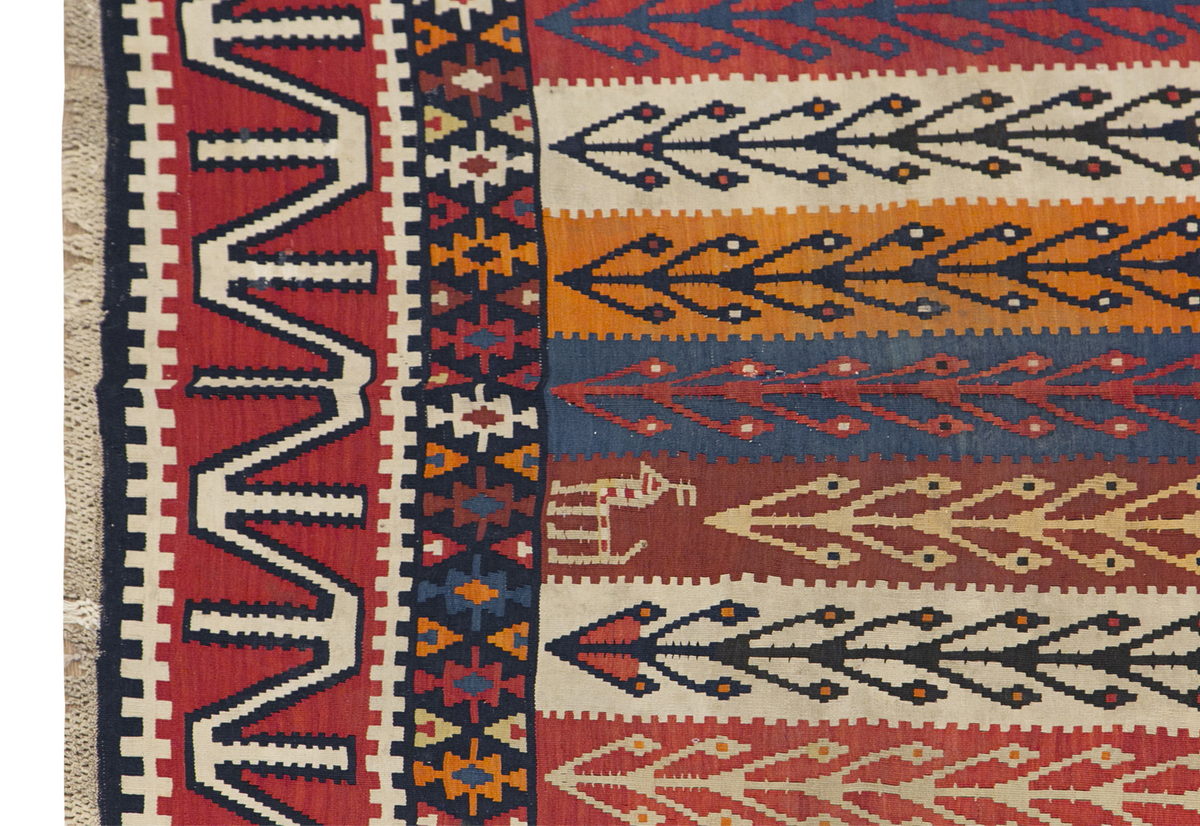 Caucasian Azerbaijan Kilim, Tree of Life Design Kilim, 162 x 340 cm / 5'4 x 11'2 feet