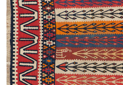 Caucasian Azerbaijan Kilim, Tree of Life Design Kilim, 162 x 340 cm / 5'4 x 11'2 feet