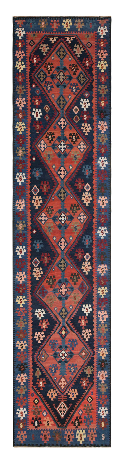 Caucasian Azerbaijan Kilim Runner, 177 x 520 cm / 6 x 17 feet