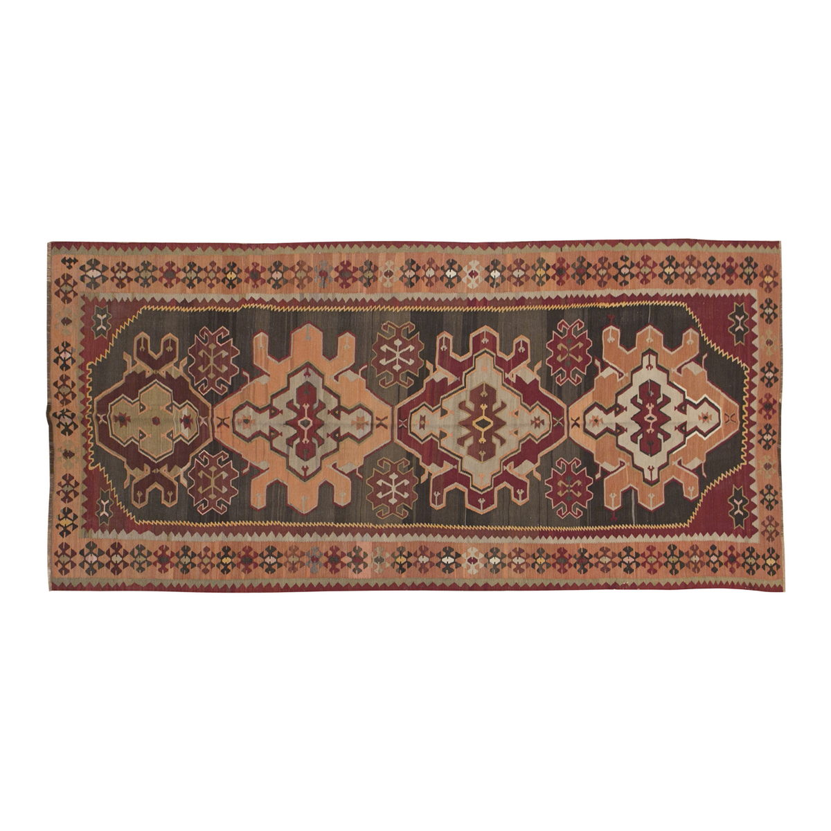 Caucasian Azerbaijan Runner Kilim, 170 x 375 cm / 5'7 x 12'4 feet
