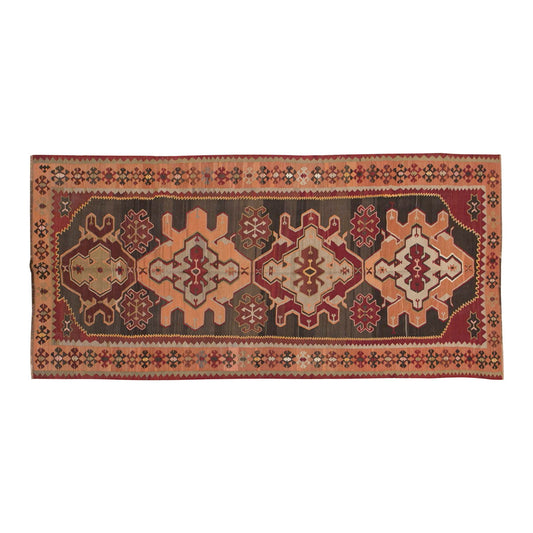 Caucasian Azerbaijan Runner Kilim, 170 x 375 cm / 5'7 x 12'4 feet