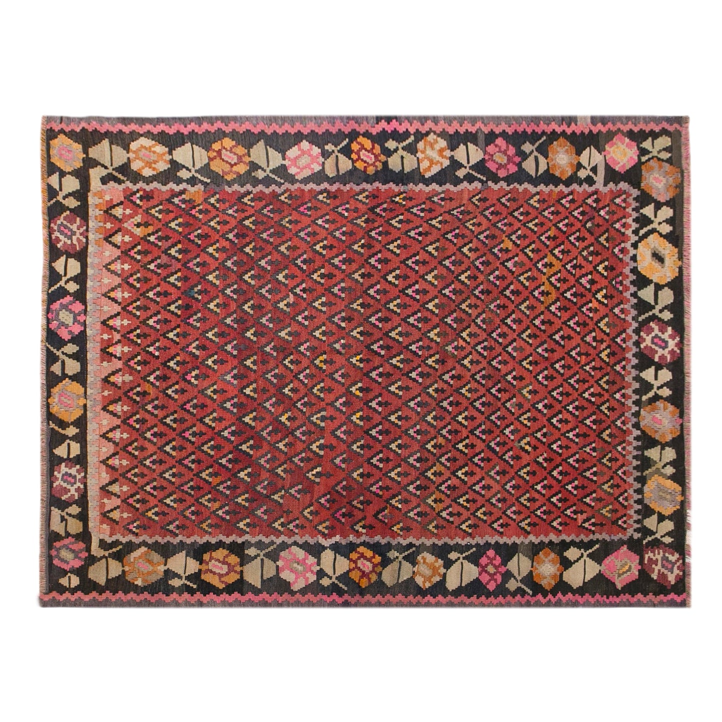 Caucasian Karabağ Kilim, 142 x 190 cm / 4'8 x 6'3 ft