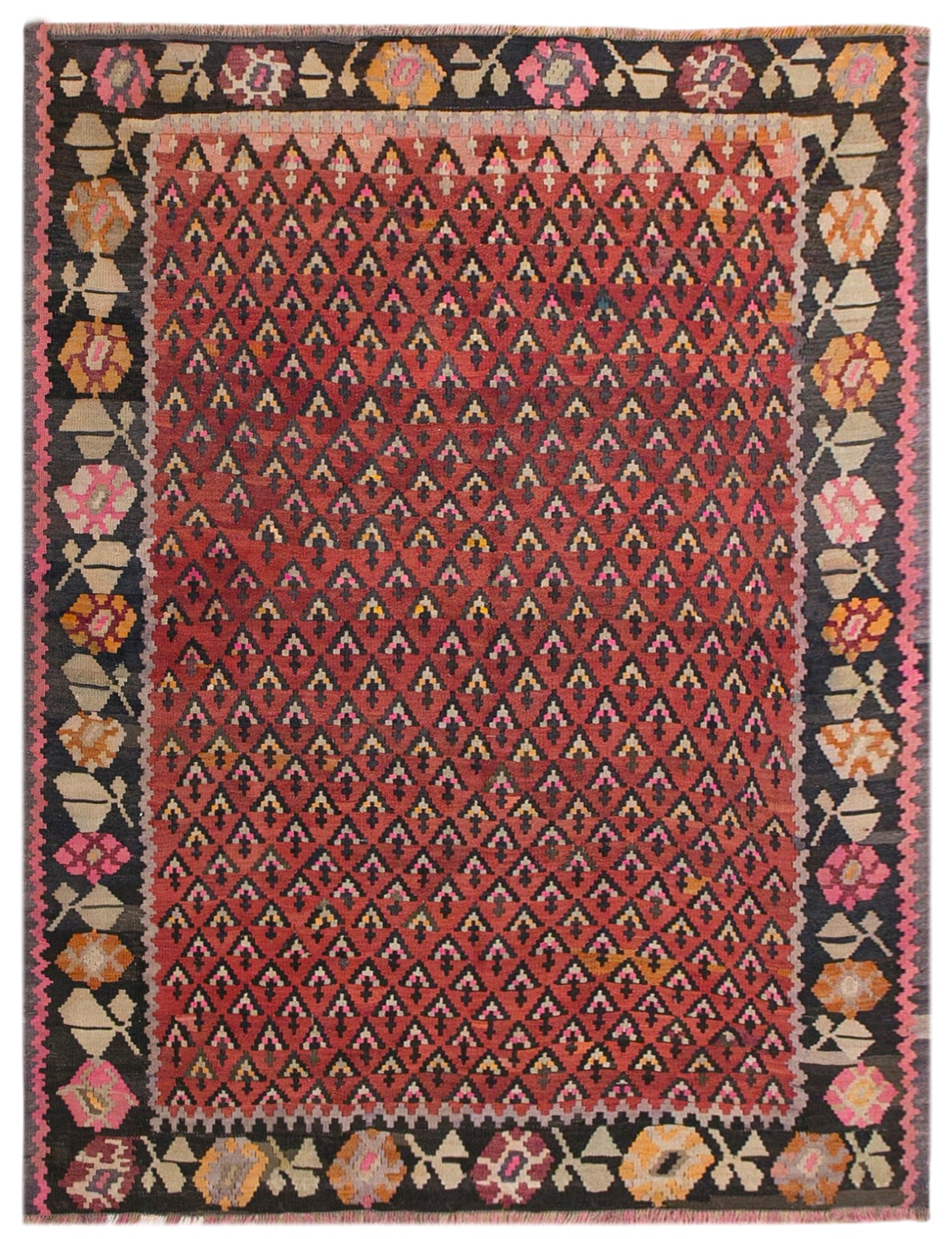 Caucasian Karabağ Kilim, 142 x 190 cm / 4'8 x 6'3 ft