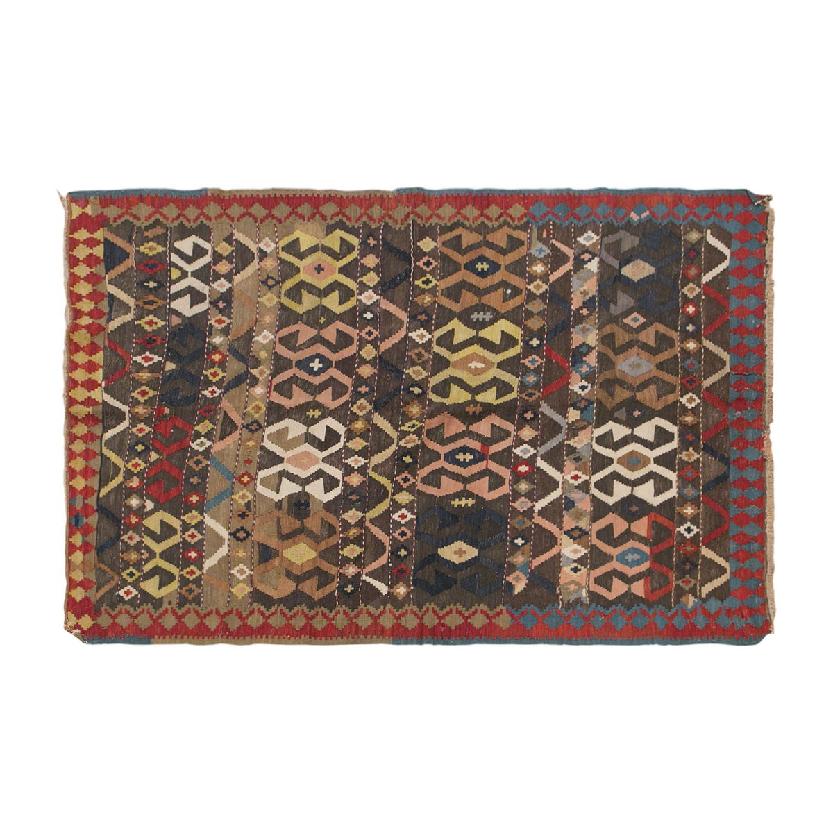 Caucasian Kilim, 90 Years Old, 149 x 235 cm / 4'11 x 7'9 feet