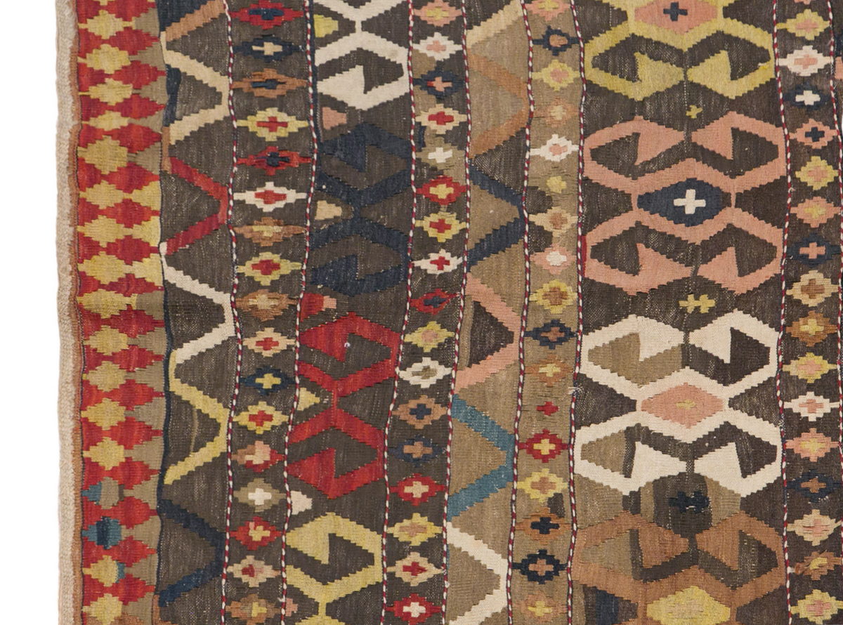 Caucasian Kilim, 90 Years Old, 149 x 235 cm / 4'11 x 7'9 feet