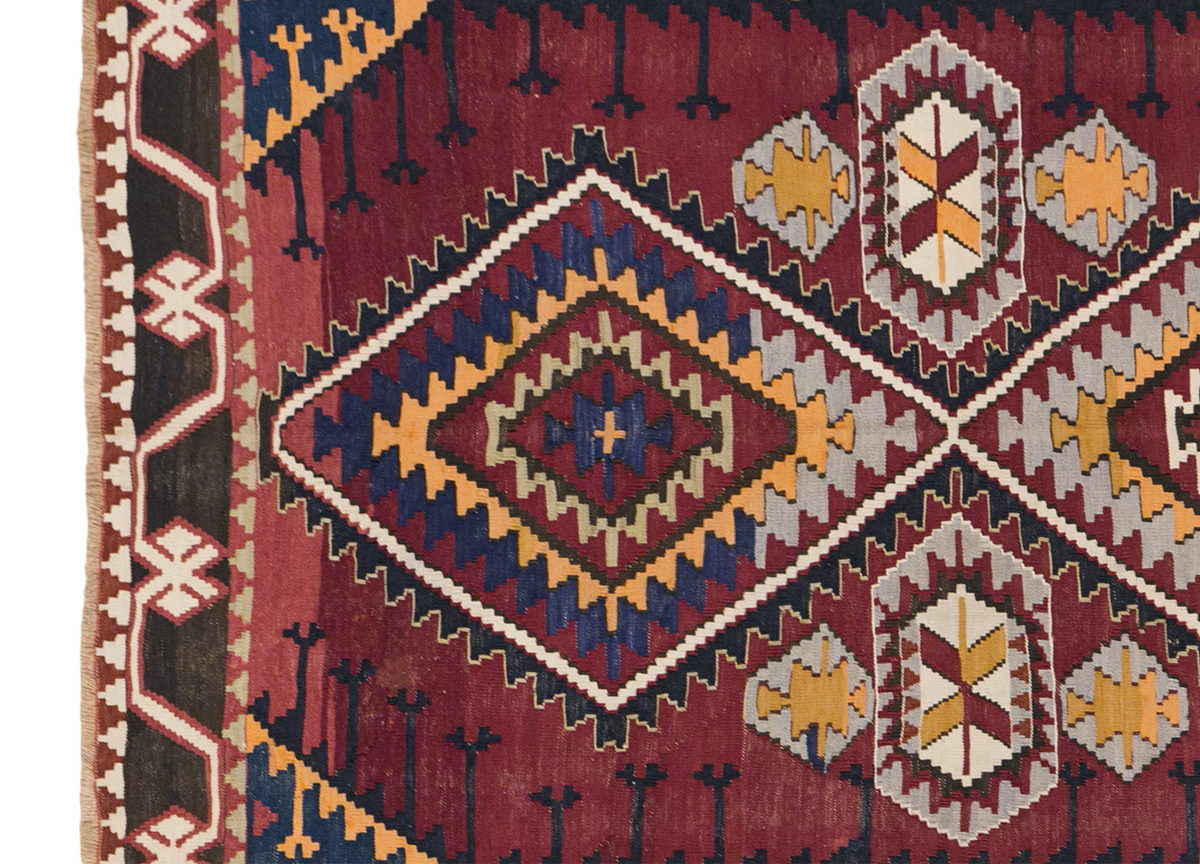 Caucasian Kilim, 90 Years Old, 162 x 265 cm / 5'4 x 8'8 feet