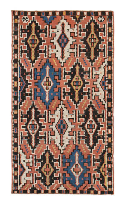 Caucasian Kuba Kilim, 80 Years Old, 181 x 318 cm / 5'11 x 10'5 feet