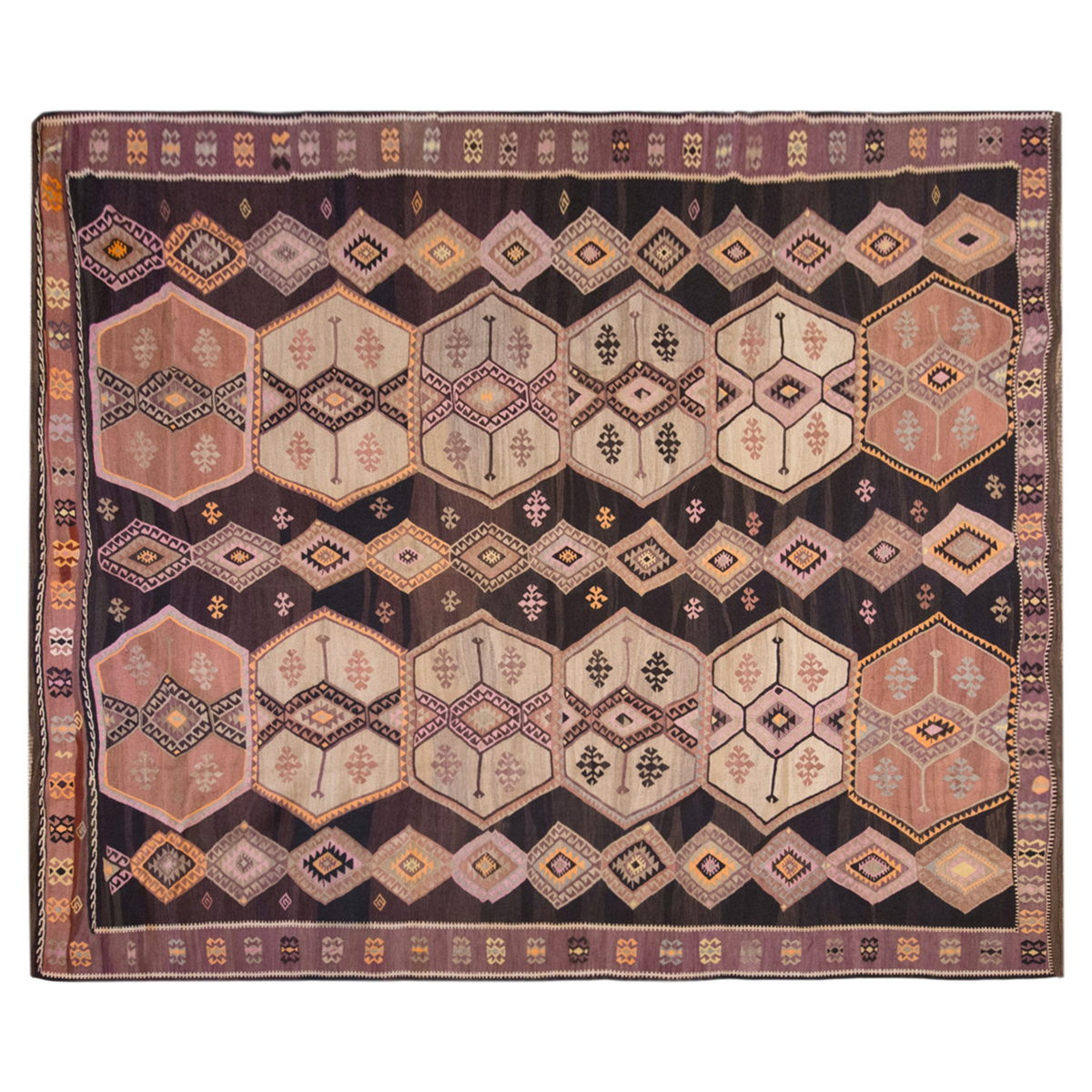Caucasian tribal kilim, 10x11 ft kilim, 317x350 cm