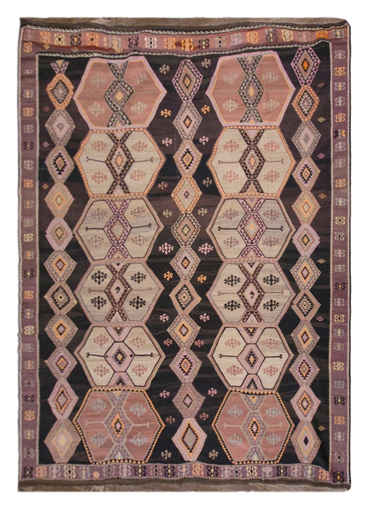 Caucasian tribal kilim, 10x11 ft kilim, 317x350 cm