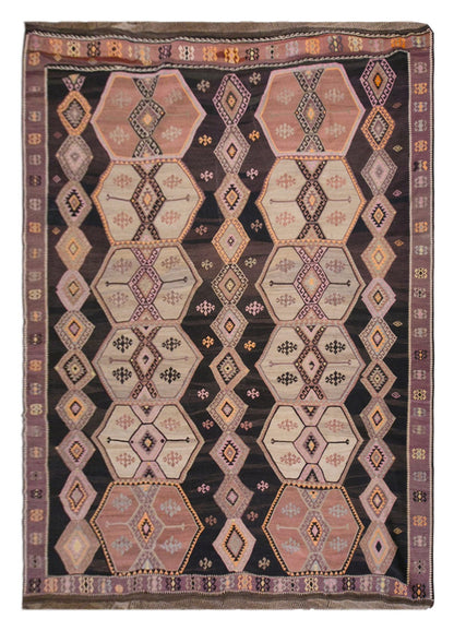 Caucasian tribal kilim, 10x11 ft kilim, 317x350 cm