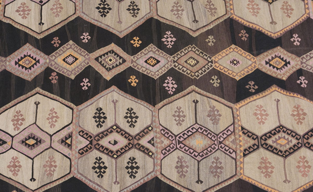Caucasian tribal kilim, 10x11 ft kilim, 317x350 cm