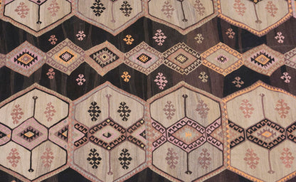 Caucasian tribal kilim, 10x11 ft kilim, 317x350 cm