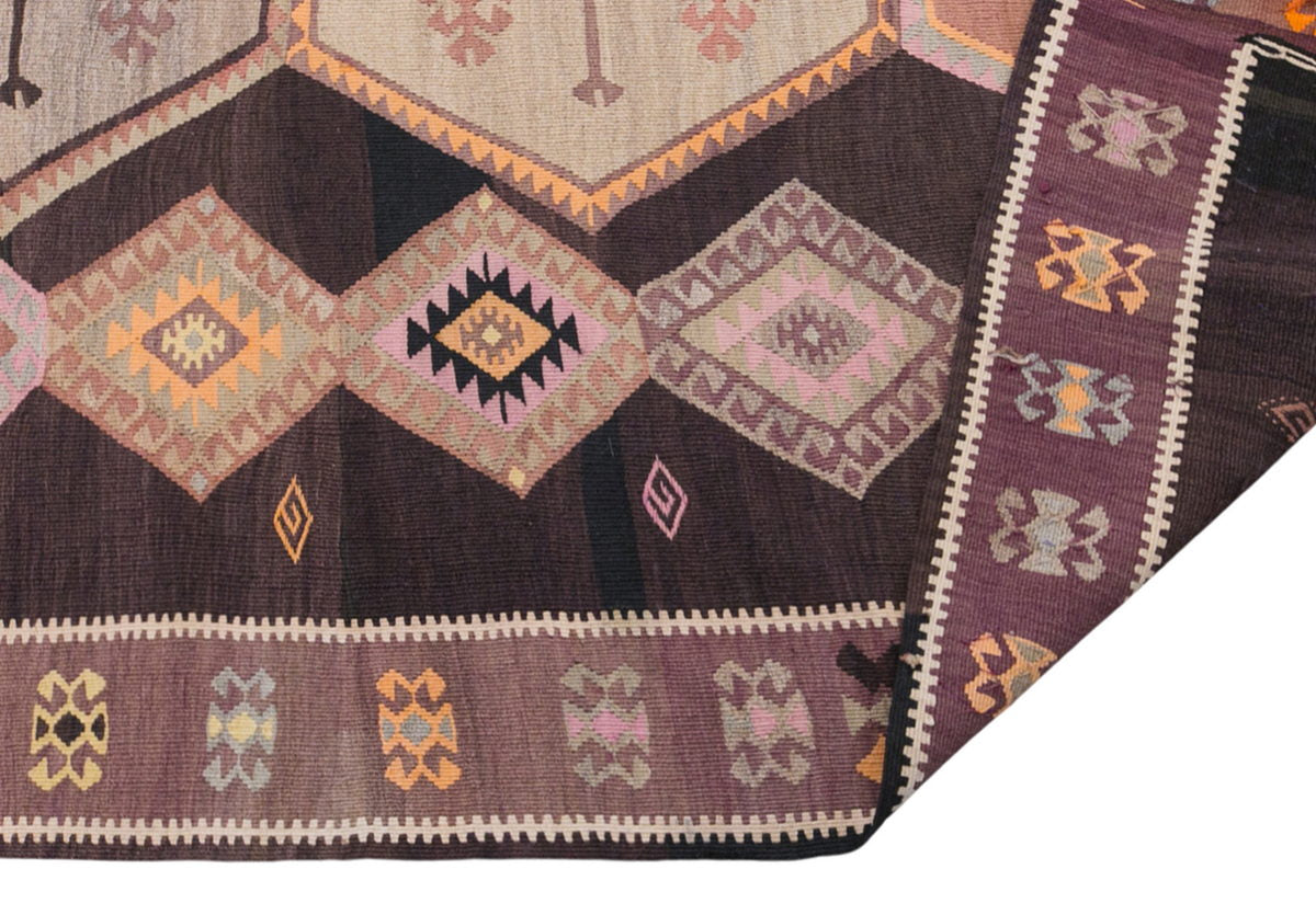 Caucasian tribal kilim, 10x11 ft kilim, 317x350 cm