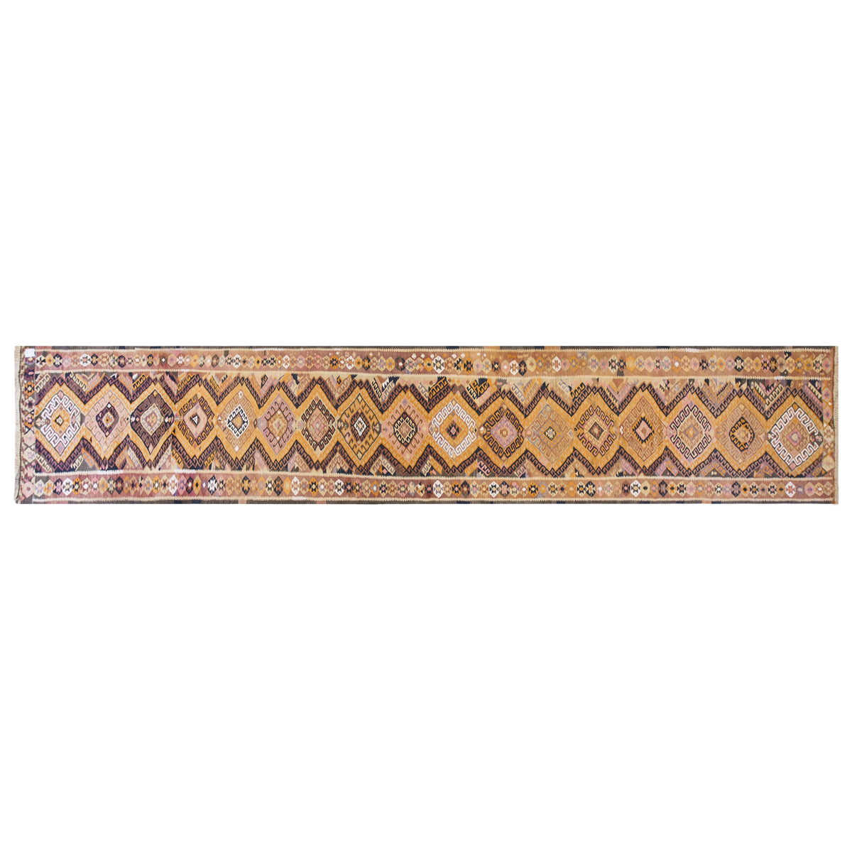 Caucasian tribal kilim, 3.7 x 23.6 ft kilim, 110 x 718 cm