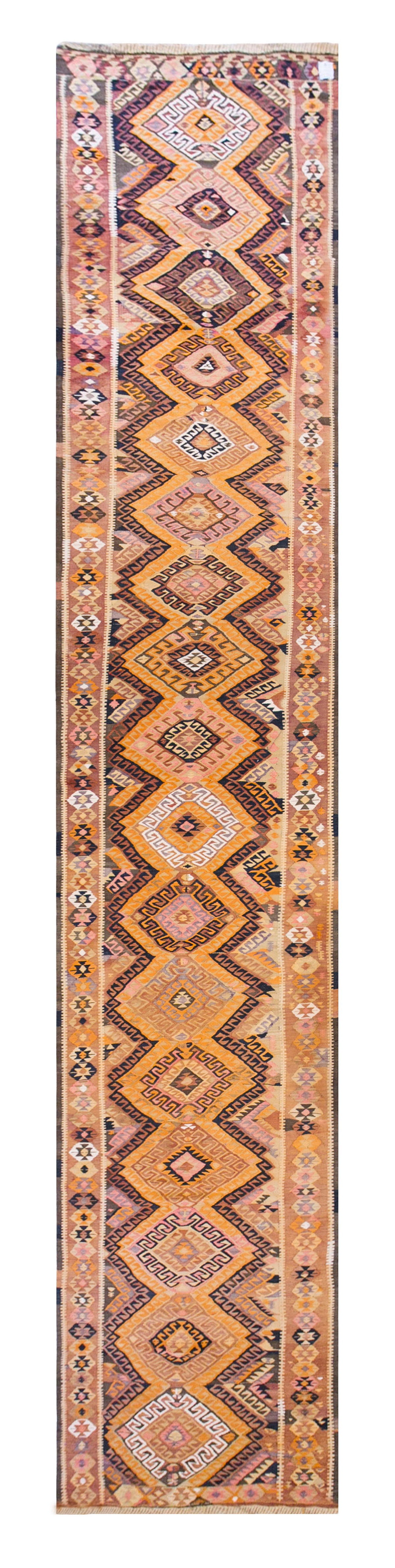 Caucasian tribal kilim, 3.7 x 23.6 ft kilim, 110 x 718 cm