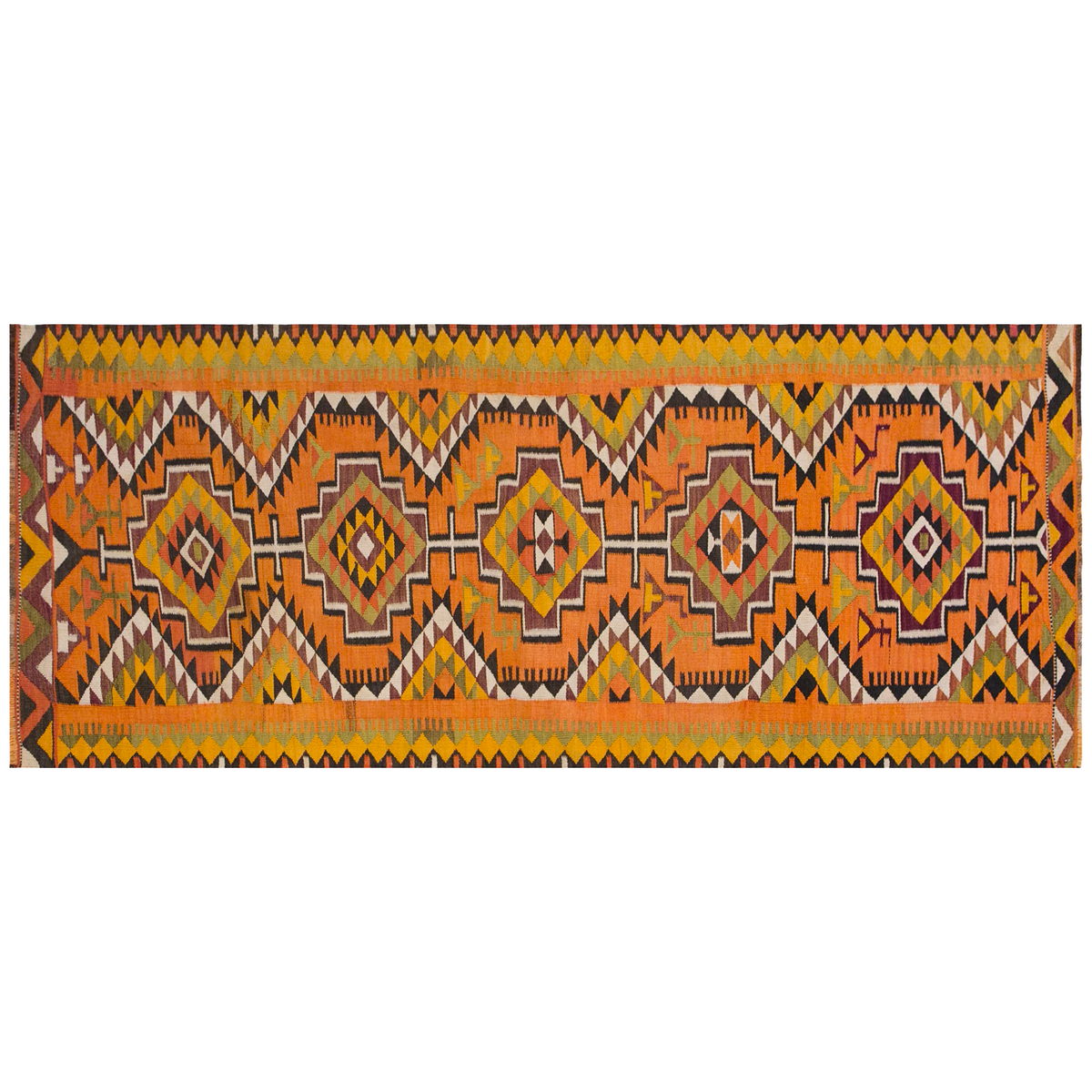 Central anatolian kilim, 2.7 x 8.8 ft kilim, 79 x 266 cm