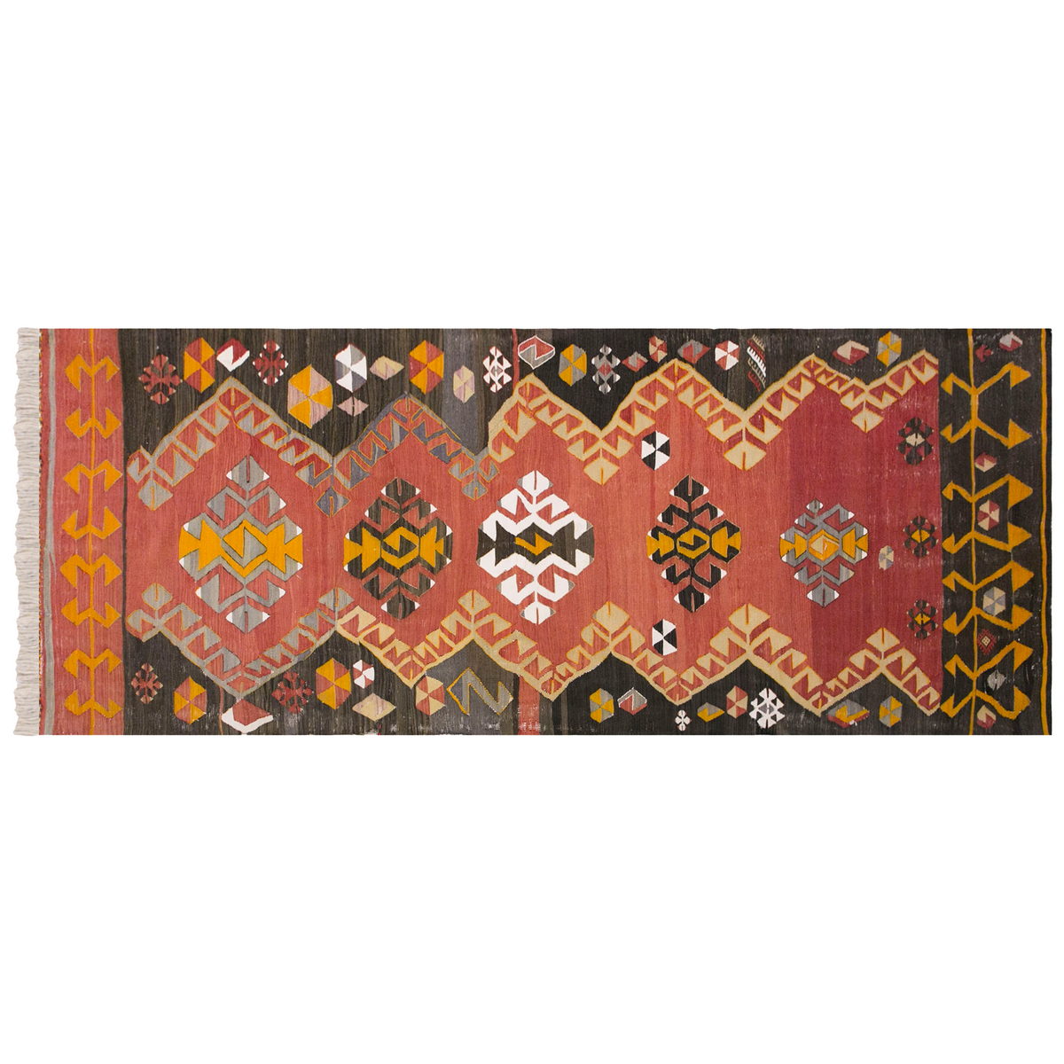 Central anatolian kilim, 3.9 x 11 ft kilim, 115 x 336 cm