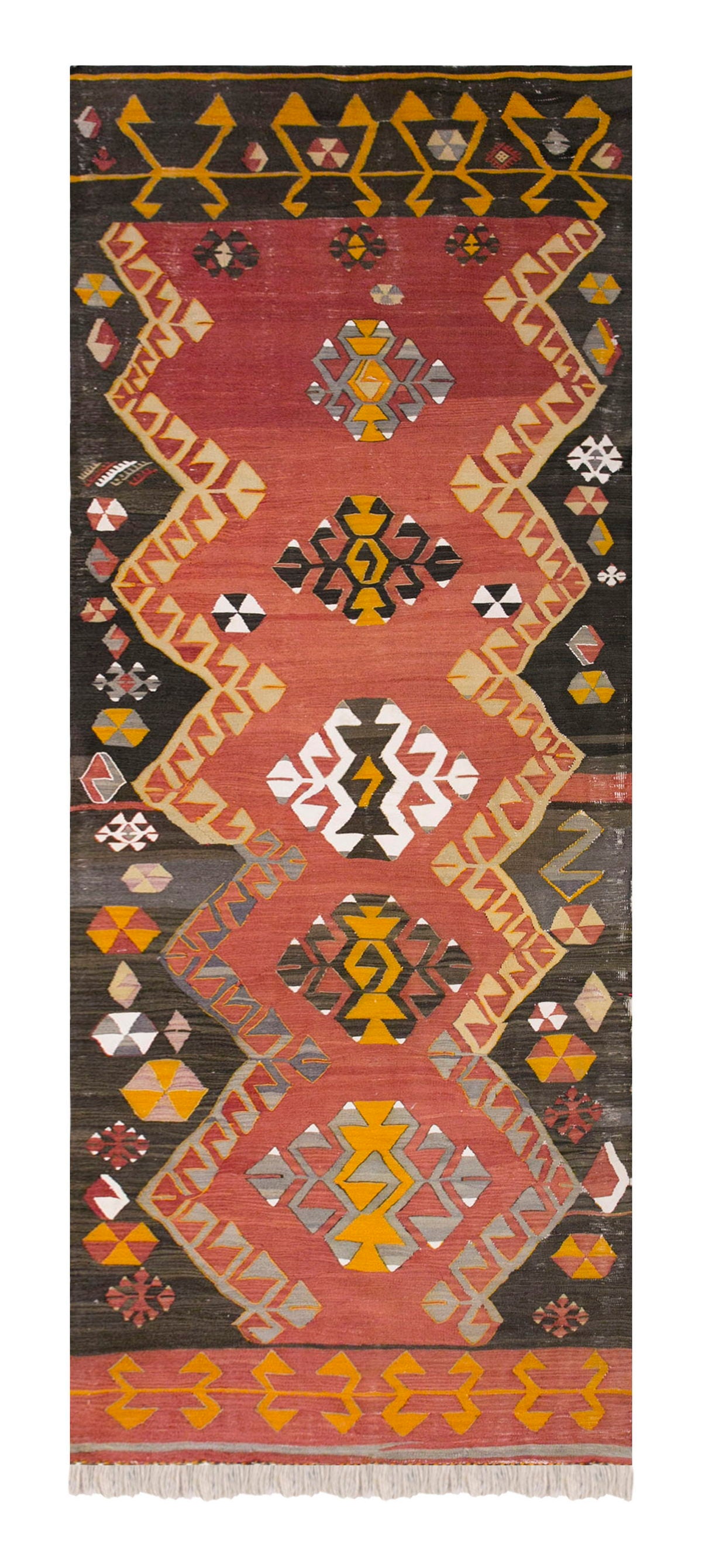 Central anatolian kilim, 3.9 x 11 ft kilim, 115 x 336 cm