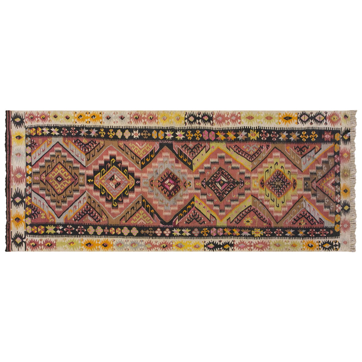 Colorful Kayseri Tribal Hallway Rug, 3.9 x 11.5 ft, 116 x 349 cm