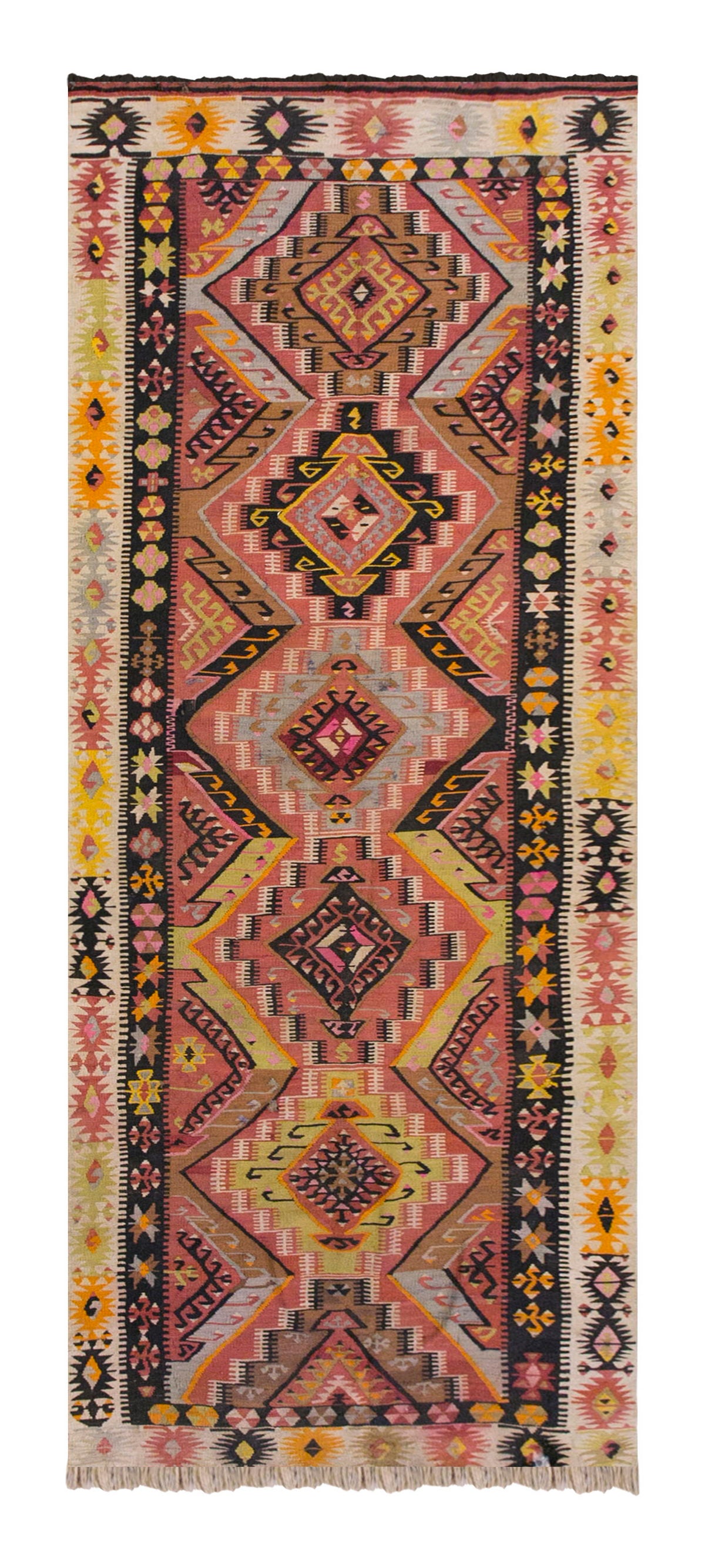 Colorful Kayseri Tribal Hallway Rug, 3.9 x 11.5 ft, 116 x 349 cm