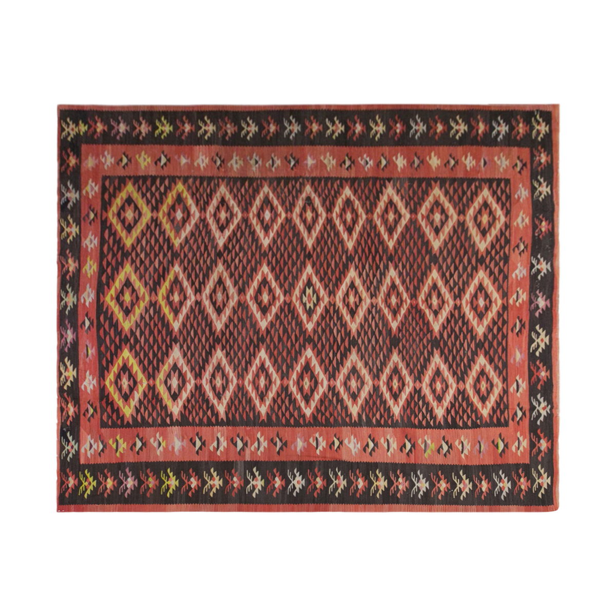 Diamond tribal kilim, 10 x 11 ft kilim, 294 x 342 cm kilim