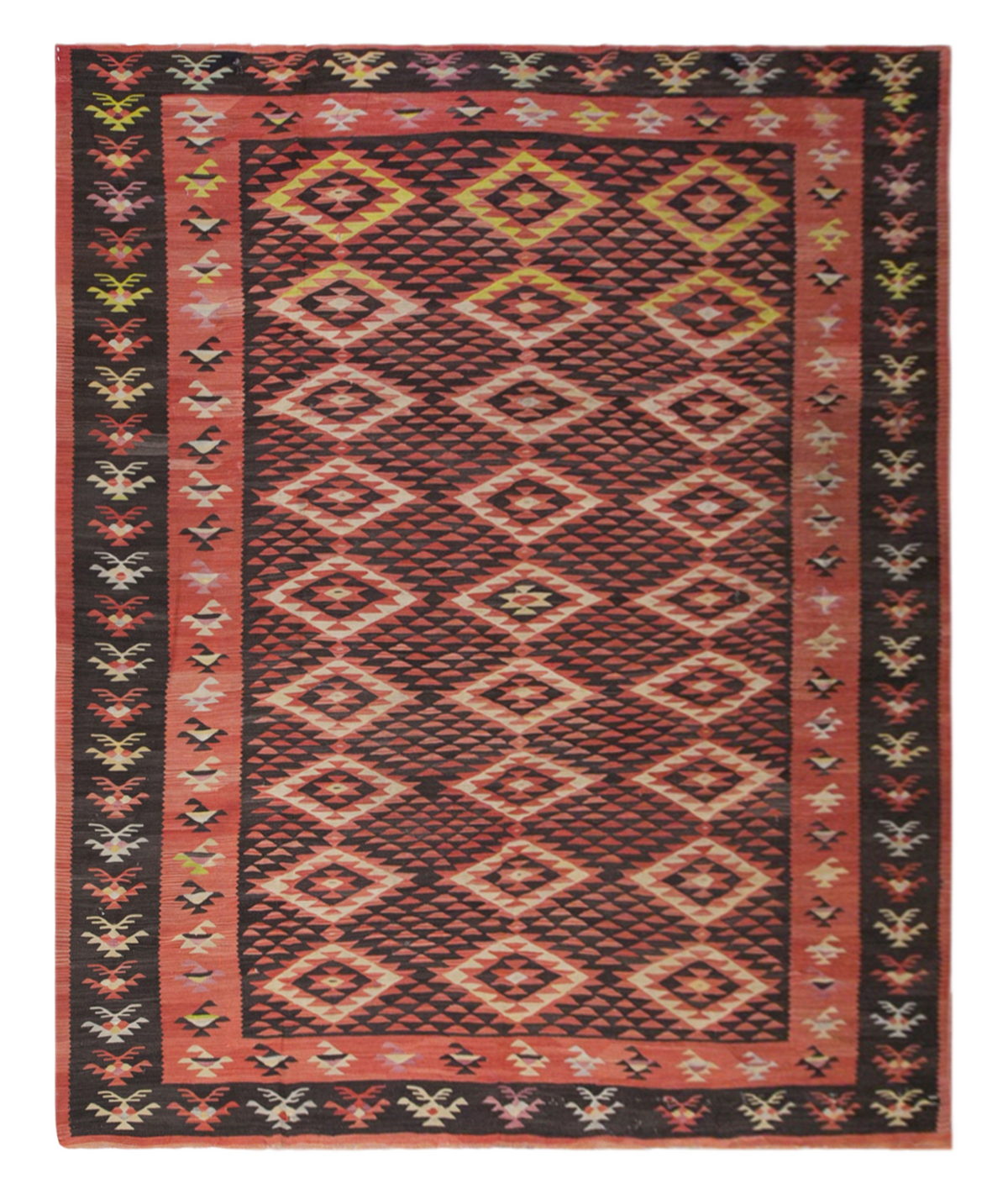 Diamond tribal kilim, 10 x 11 ft kilim, 294 x 342 cm kilim