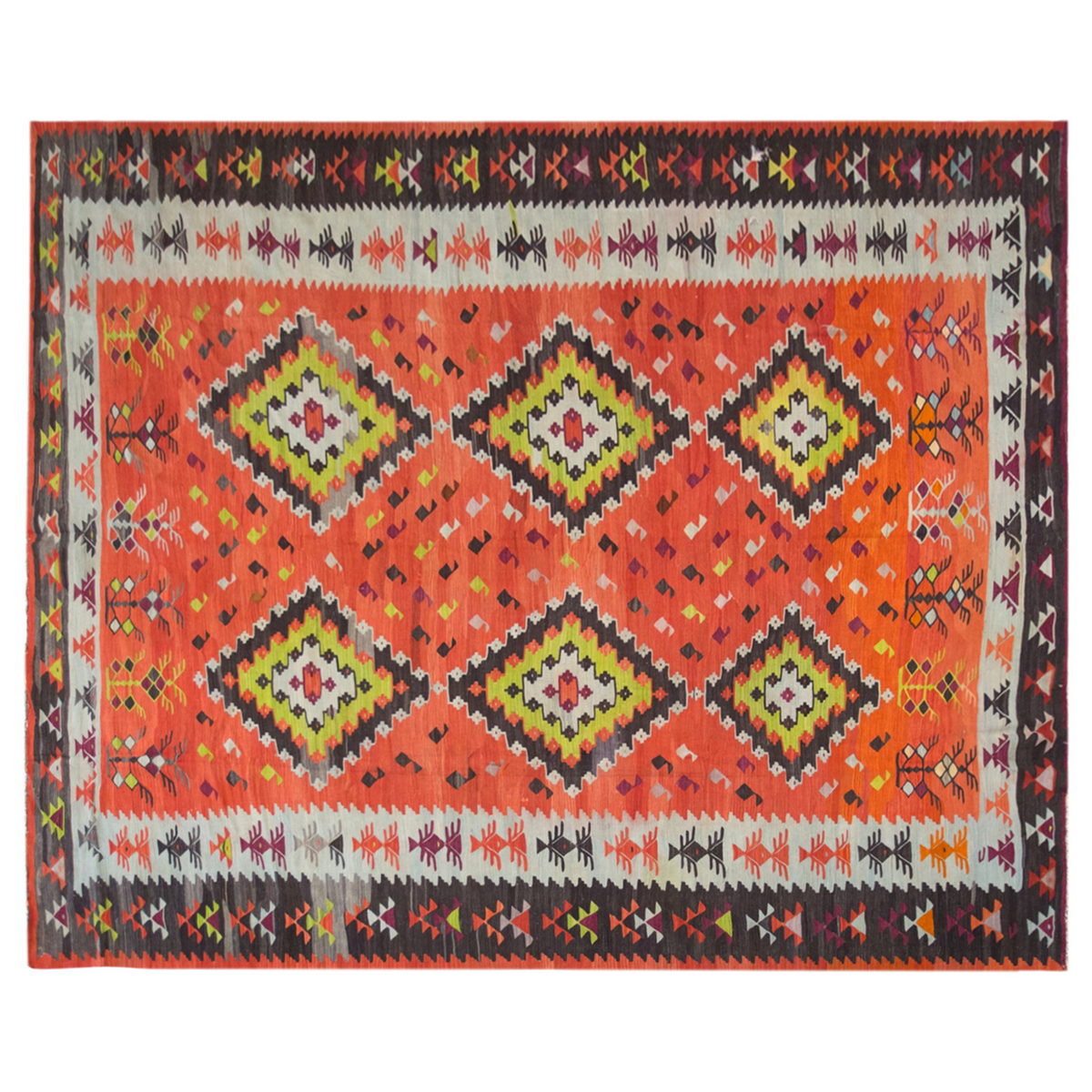 Floral tribal kilim, 7 x 12 ft kilim, 200 x 378 cm