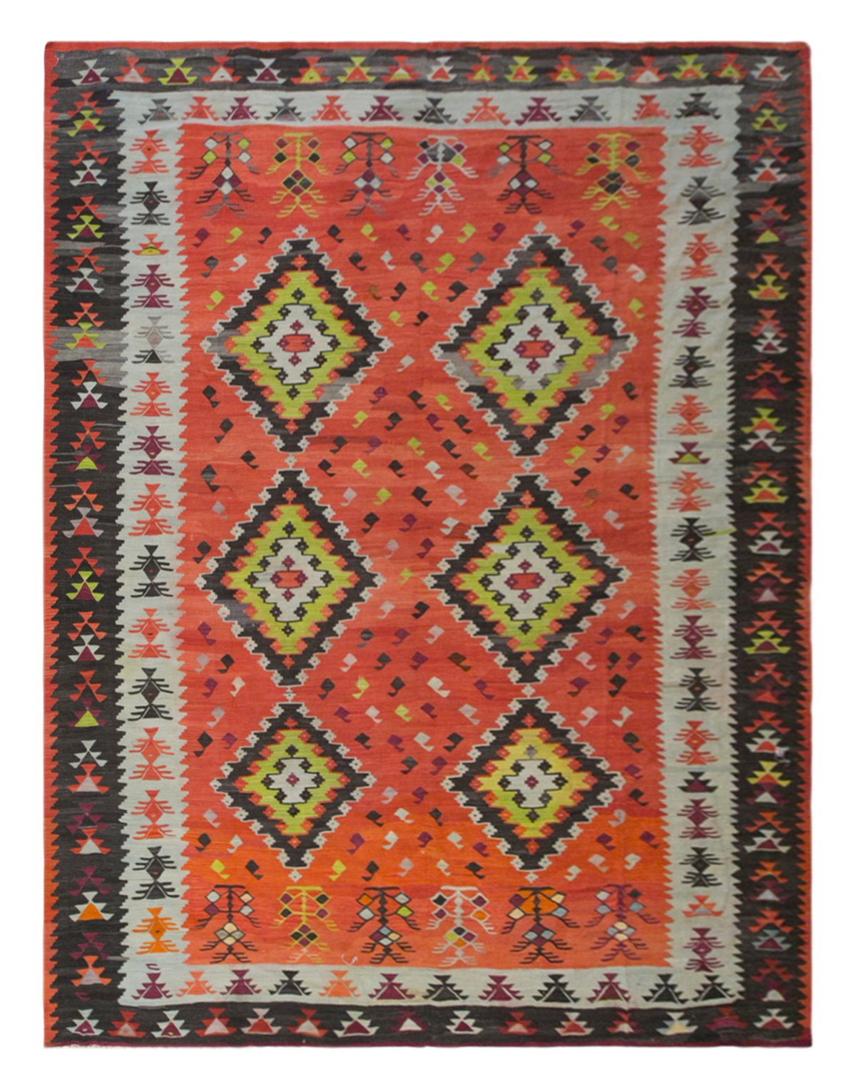 Floral tribal kilim, 7 x 12 ft kilim, 200 x 378 cm