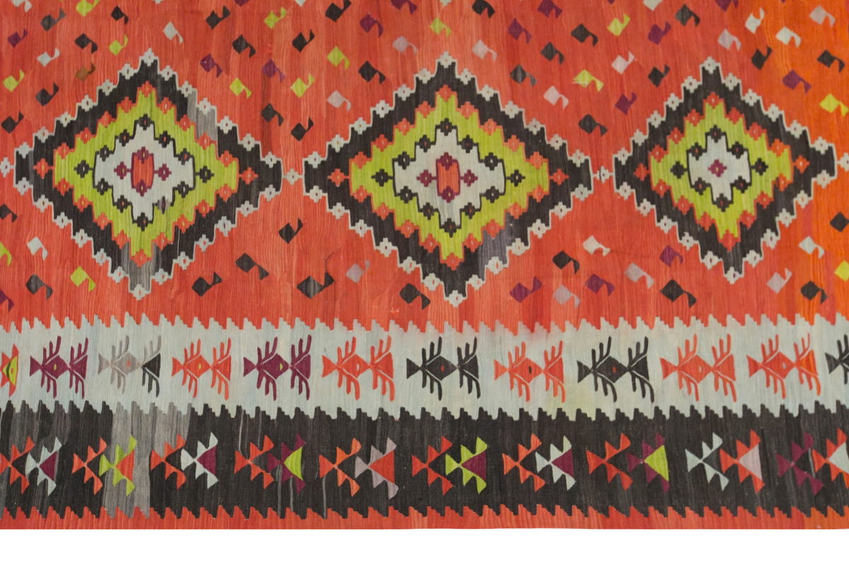 Floral tribal kilim, 7 x 12 ft kilim, 200 x 378 cm