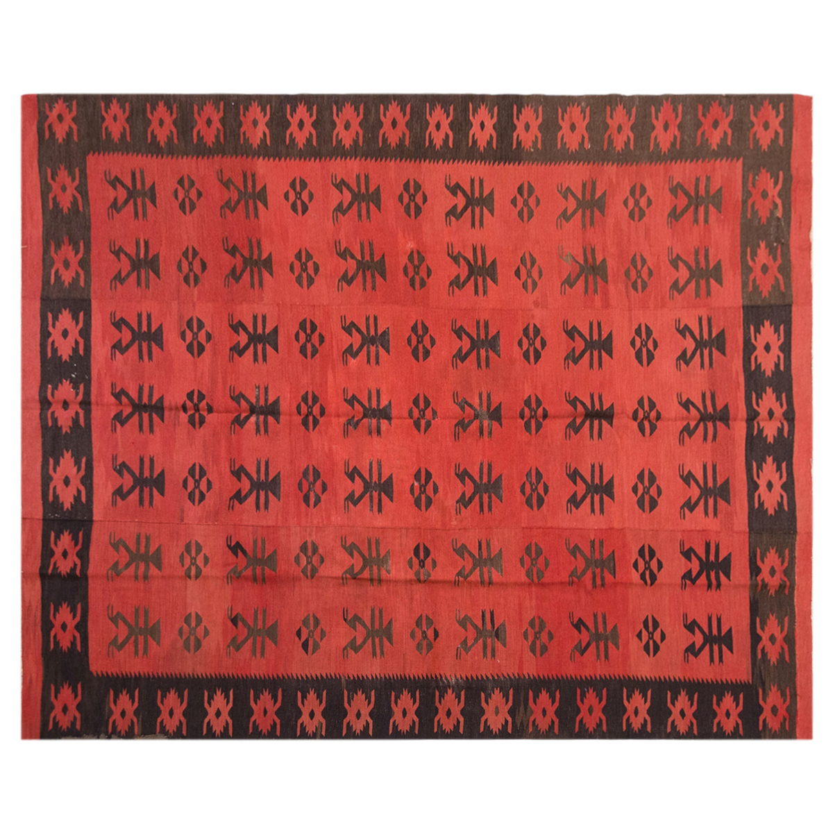 Geometric tribal kilim, 7x10 ft kilim, 202x300 cm kilim