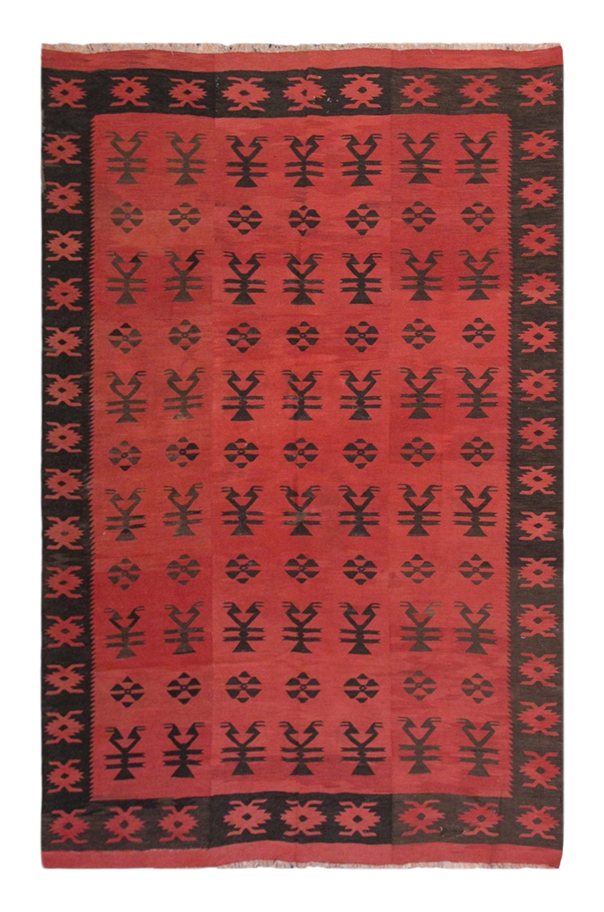 Geometric tribal kilim, 7x10 ft kilim, 202x300 cm kilim