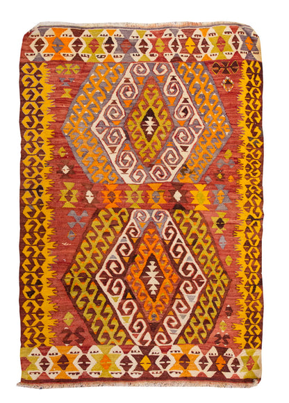 Geometric Vintage Konya Kilim,  97 x 155cm, 3.2 x 5.1 ft