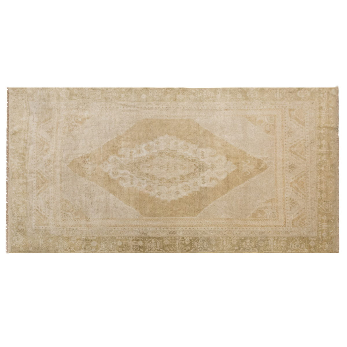 Handmade Vintage Turkish Oushak Rug, 142 x 280 cm / 4.6 x 9.2 ft