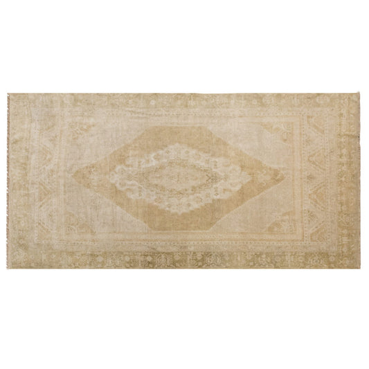 Handmade Vintage Turkish Oushak Rug, 142 x 280 cm / 4.6 x 9.2 ft