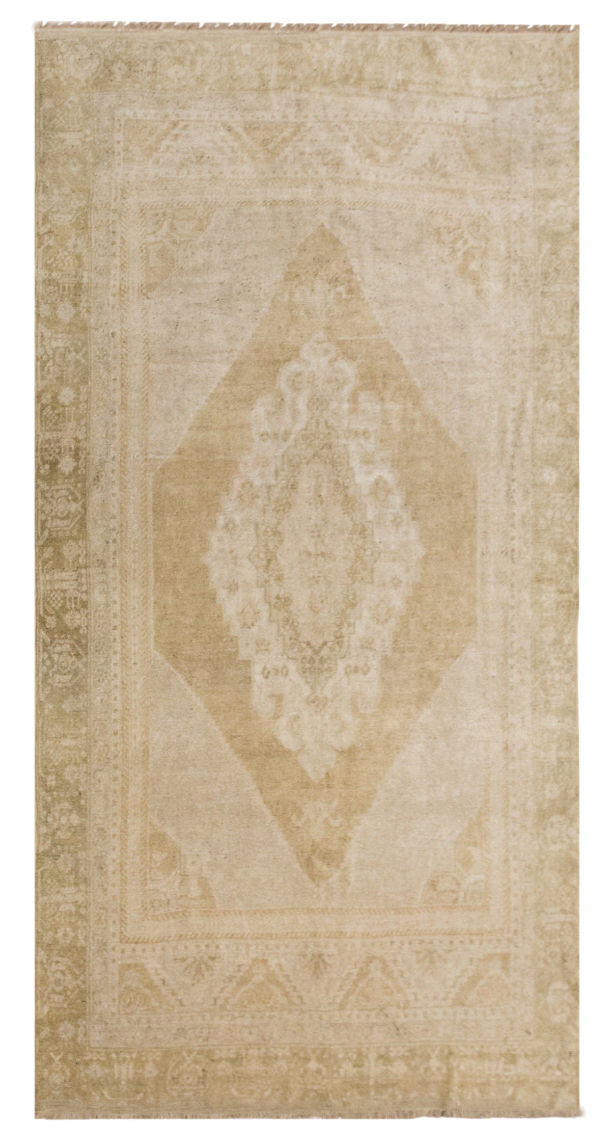 Handmade Vintage Turkish Oushak Rug, 142 x 280 cm / 4.6 x 9.2 ft