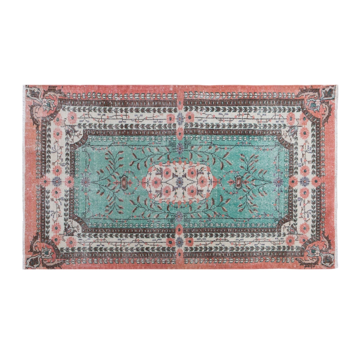 Handmade Oushak Rug   3'11" x 6'9" feet, 120 x 205 cm