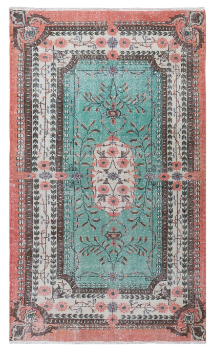 Handmade Oushak Rug   3'11" x 6'9" feet, 120 x 205 cm