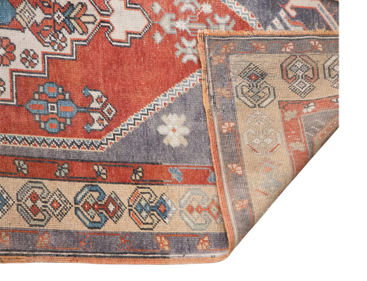Handmade Vintage Turkish Oushak Rug 104x215 cm (3.4x7 ft)