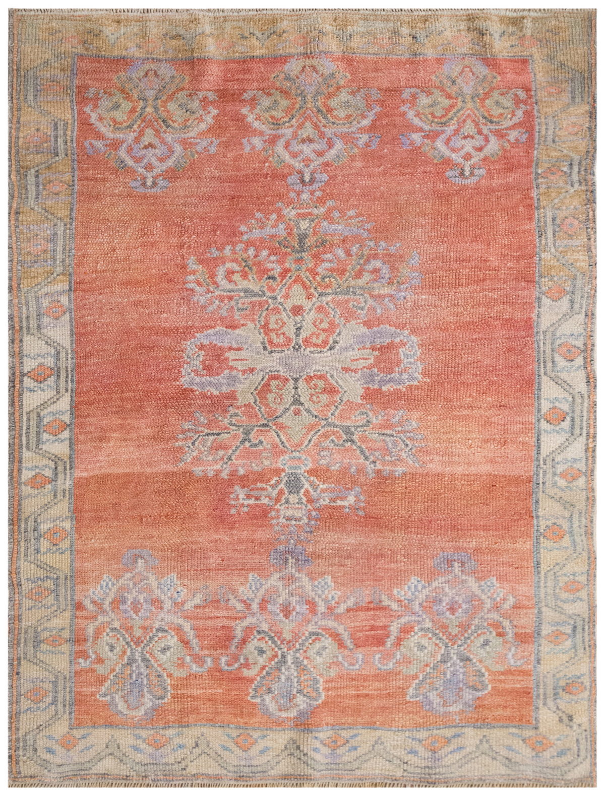 Handmade Vintage Turkish Oushak Rug 105x140 cm (3.4x4.6 ft )