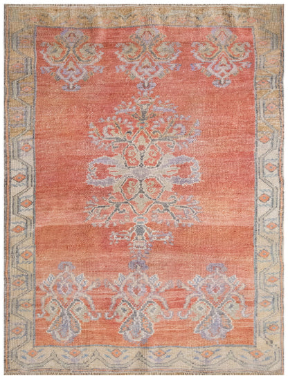 Handmade Vintage Turkish Oushak Rug 105x140 cm (3.4x4.6 ft )
