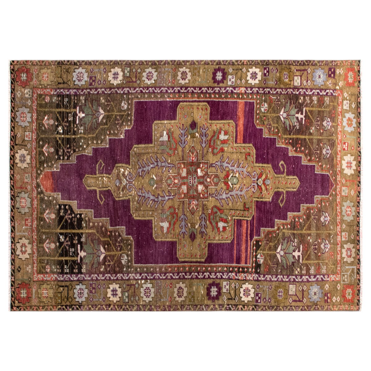 Handmade Vintage Turkish Oushak Rug 113x227 cm (3.7x7.5 ft)