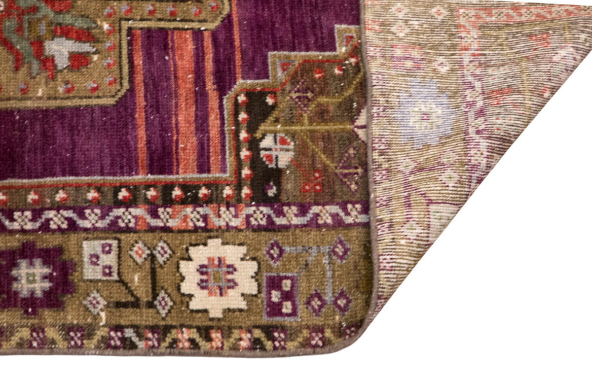 Handmade Vintage Turkish Oushak Rug 113x227 cm (3.7x7.5 ft)
