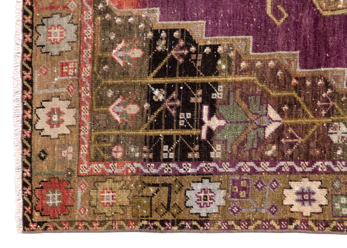 Handmade Vintage Turkish Oushak Rug 113x227 cm (3.7x7.5 ft)