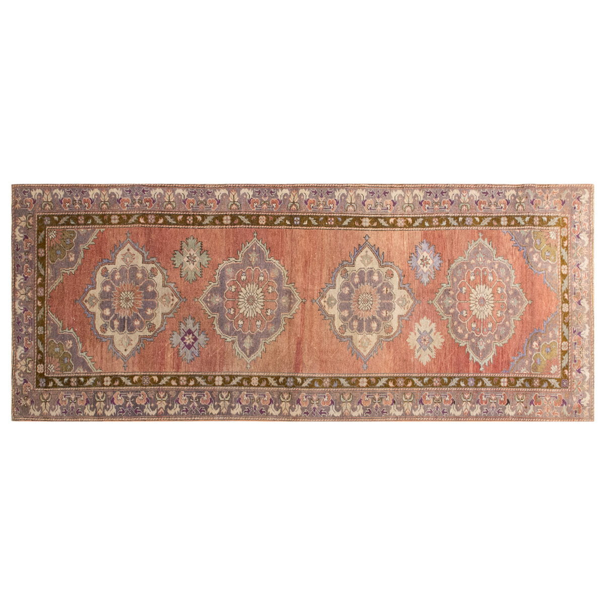 Handmade Vintage Turkish Oushak Runner 127x321 cm (4x10.5 ft)
