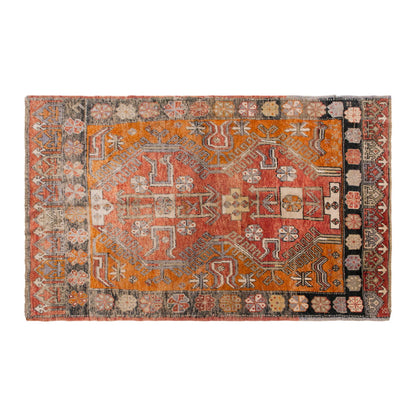Handmade Wool Area Rug, Bohemian Antique Carpet, 4'4" x 6'11" (132 x 212 cm)