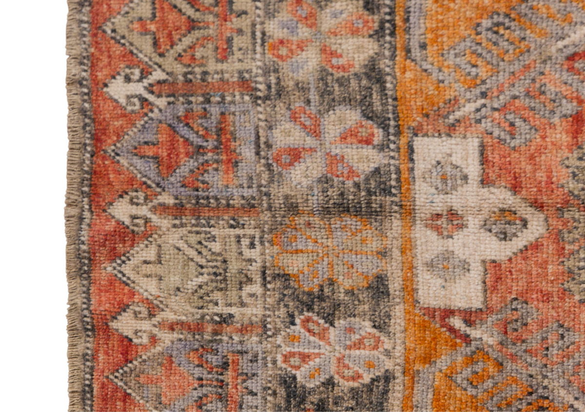 Handmade Wool Area Rug, Bohemian Antique Carpet, 4'4" x 6'11" (132 x 212 cm)