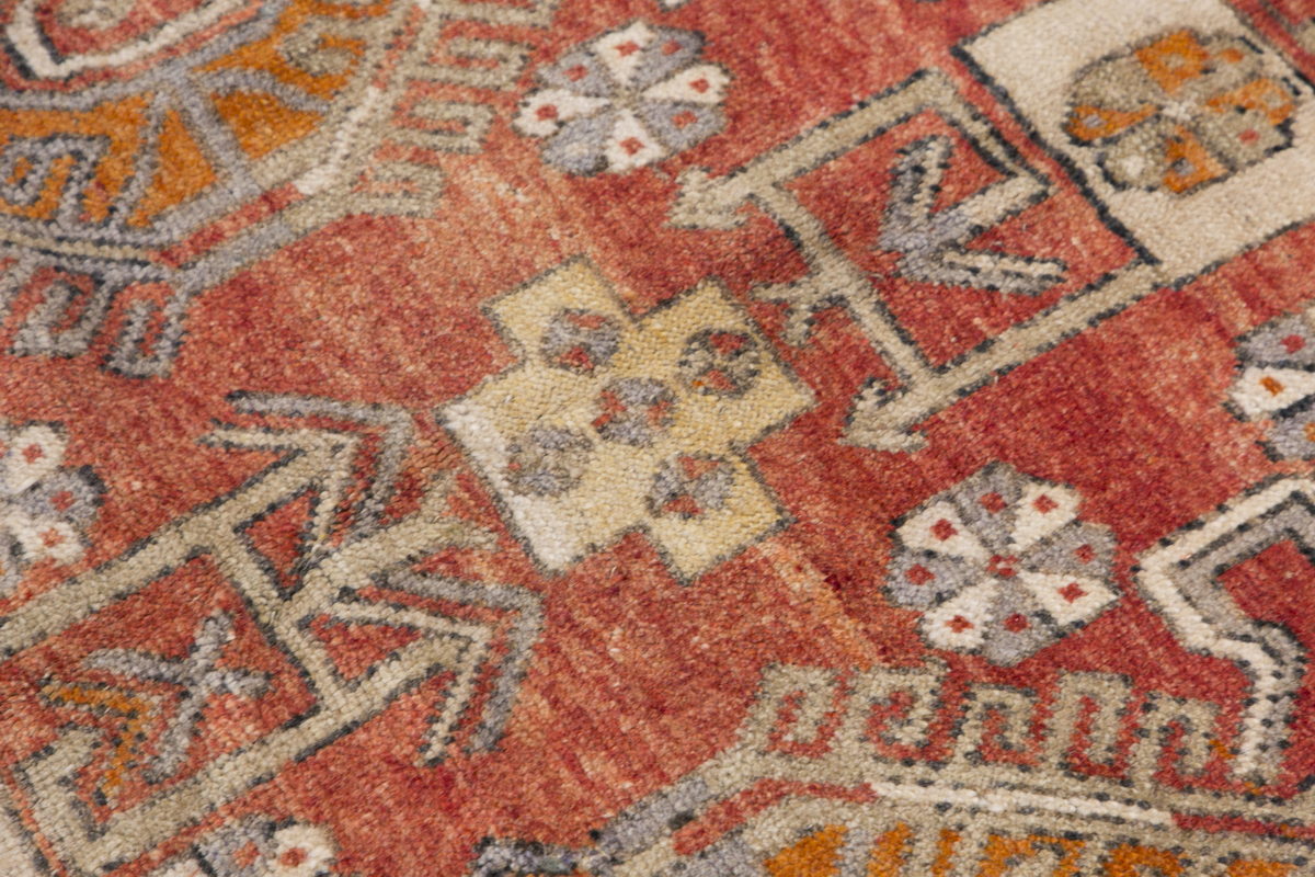 Handmade Wool Area Rug, Bohemian Antique Carpet, 4'4" x 6'11" (132 x 212 cm)