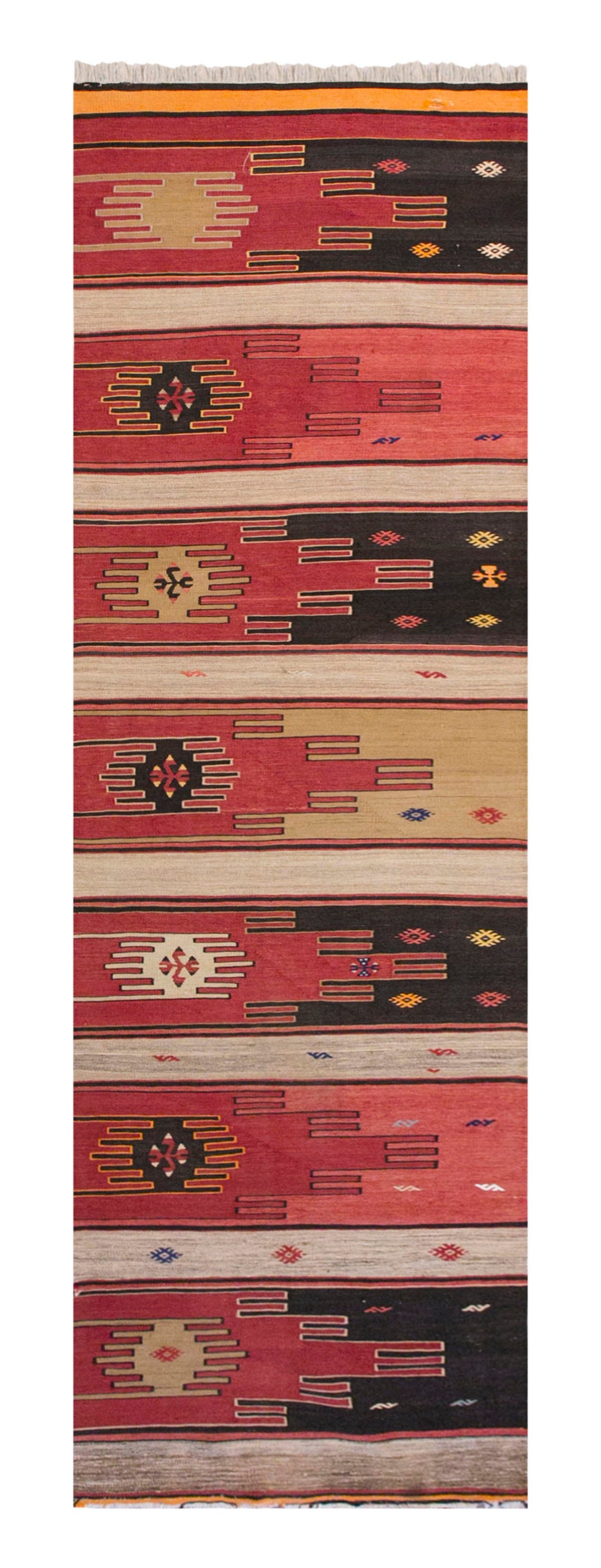Handwoven Konya Saf Design Hallway Rug, 2.9 x 10.10 ft, 84 x 331 cm