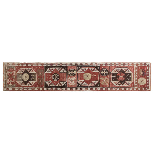 Handwoven Kurdish Herki Runner Rug - 70x390 cm / 2.3×12.8 feet